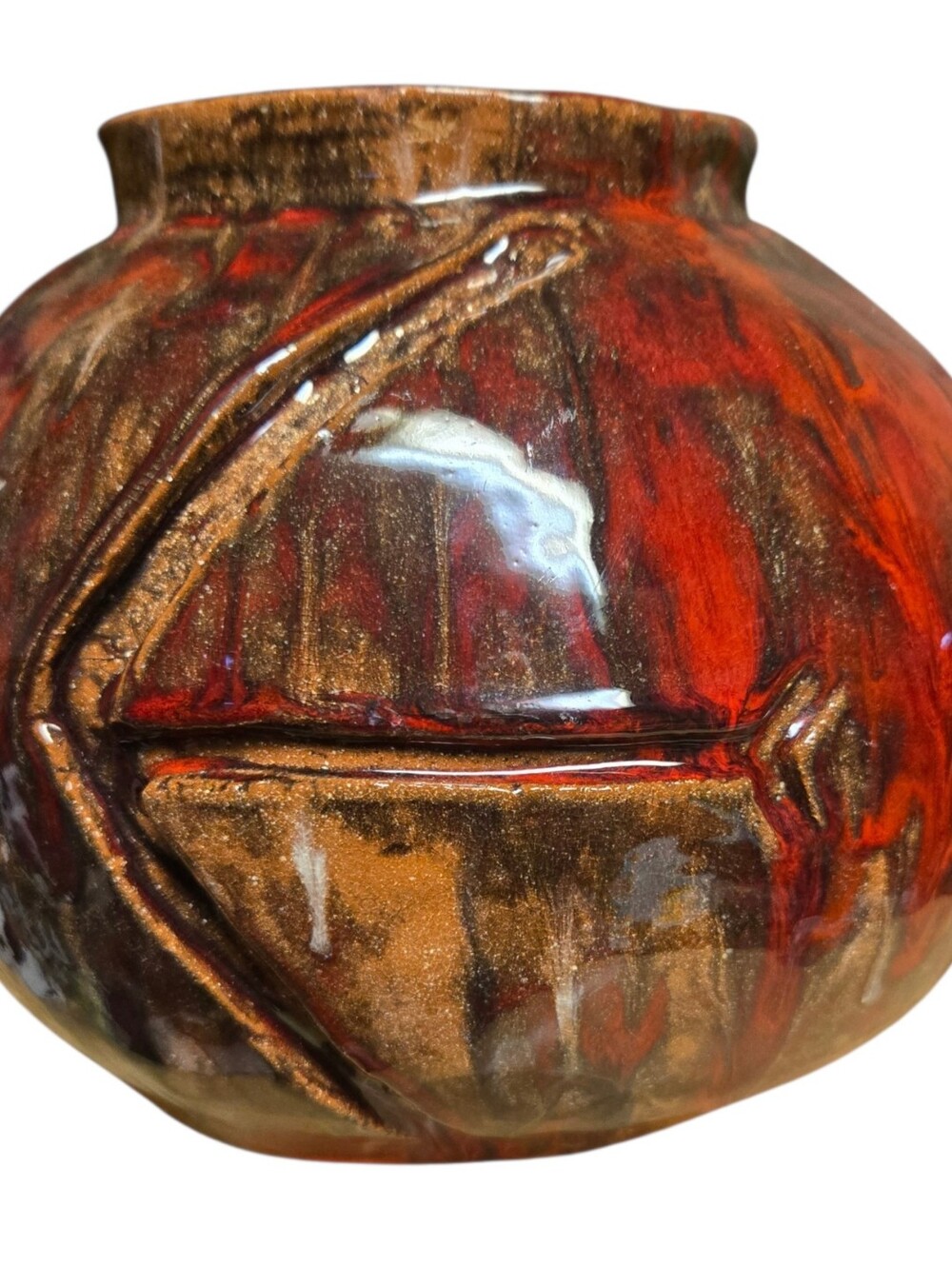 hand thrown studio art pottery Raku ceramic  brutalist vessel